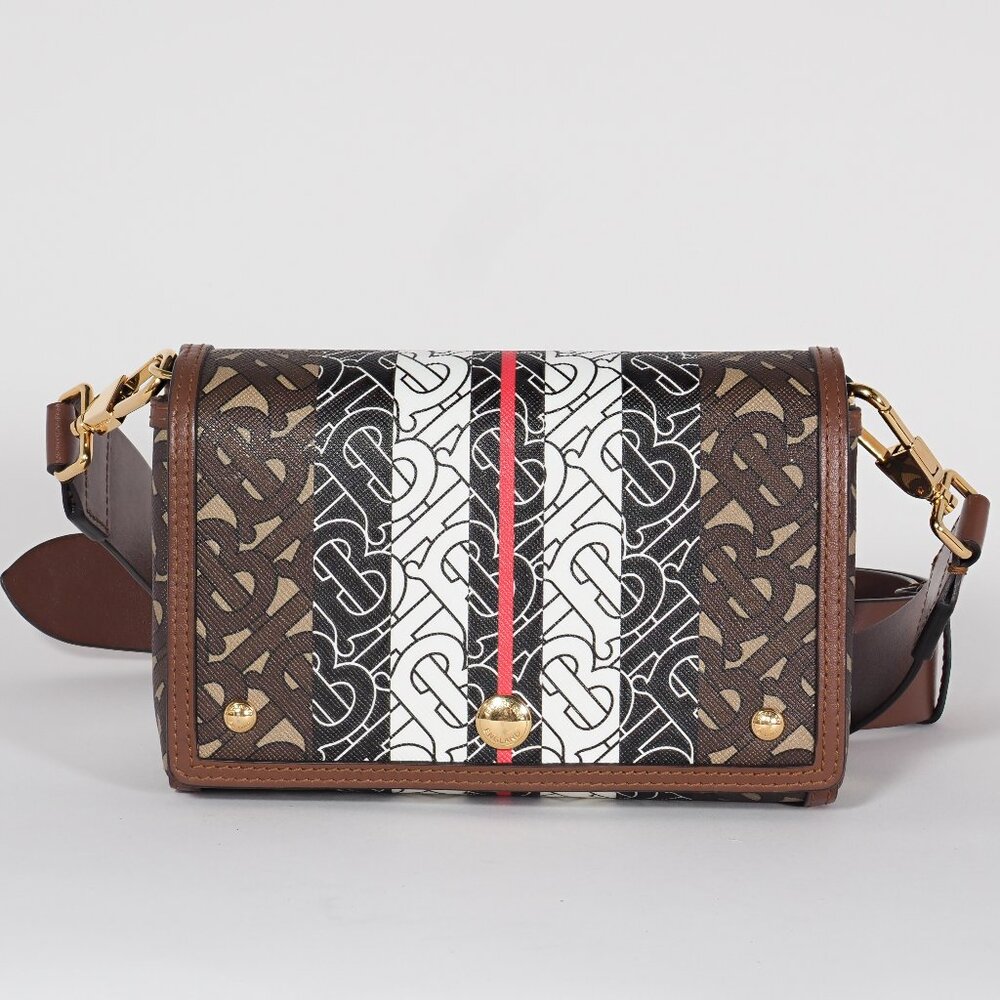 Burberry TB Monogram Stripe Canvas Leather Crossbody Bag